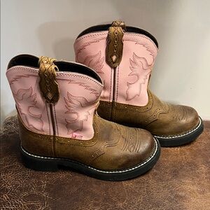 Kids Pink and Brown Boots
